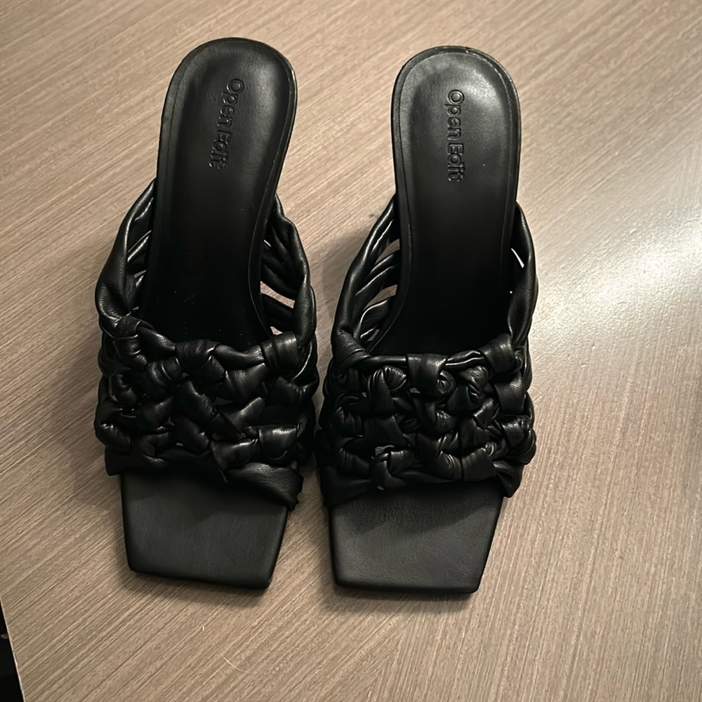 Never worn black mules
